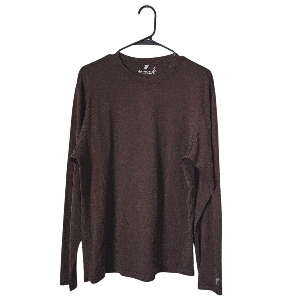 SMARTWOOL Merino wool gorpcore crewneck baselayer campcore in chocolate brown